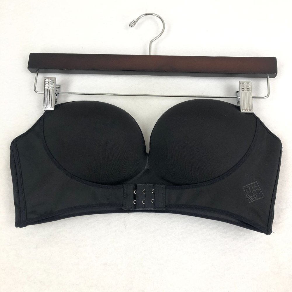 O2 Women's Size 36/80 Black Strapless Push-Up Front Lift Comfort Support Bra